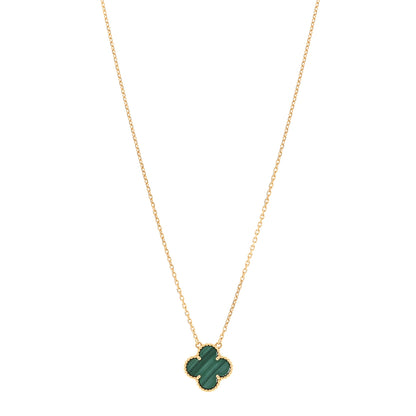 Van Cleef & Arpels 18K Yellow Gold Malachite Vintage Alhambra Pendant Necklace 1 of 5