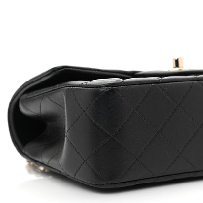 Chanel Lambskin Quilted Mini Top Handle Rectangular Flap Black 9 of 10