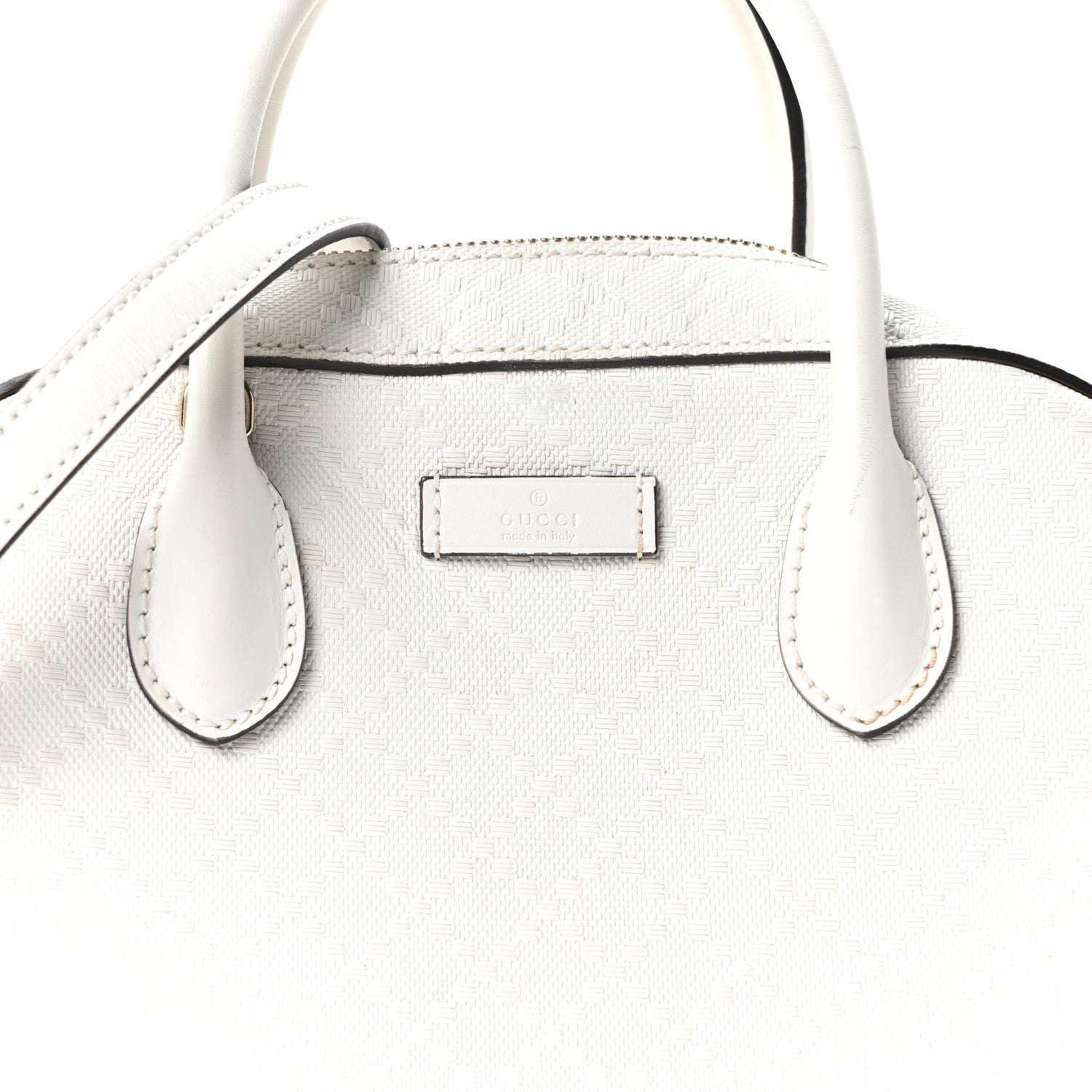 Gucci Calfskin Diamante Small Top Handle Bag White 8 of 10
