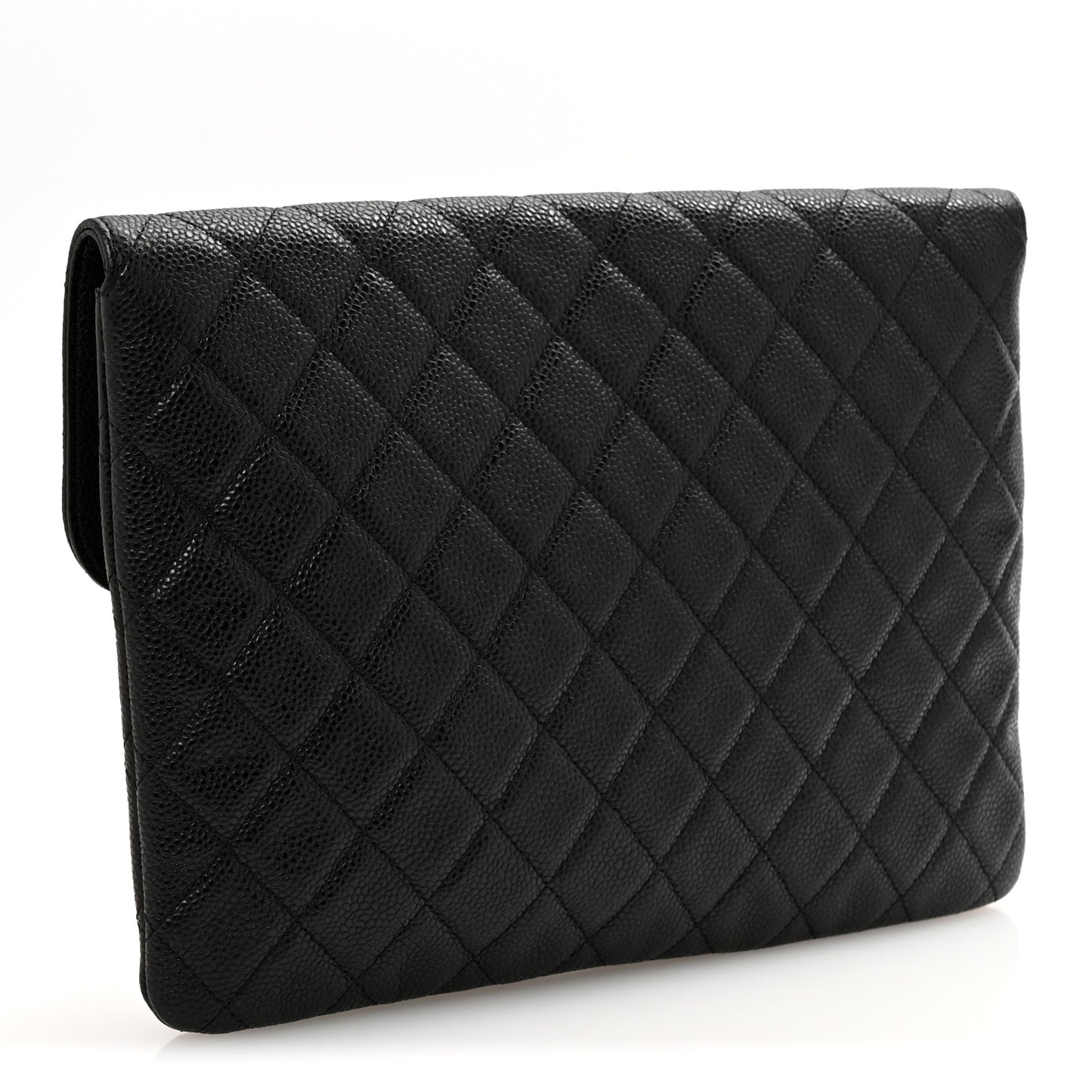 Caviar Quilted Medium Golden Class Pouch Black