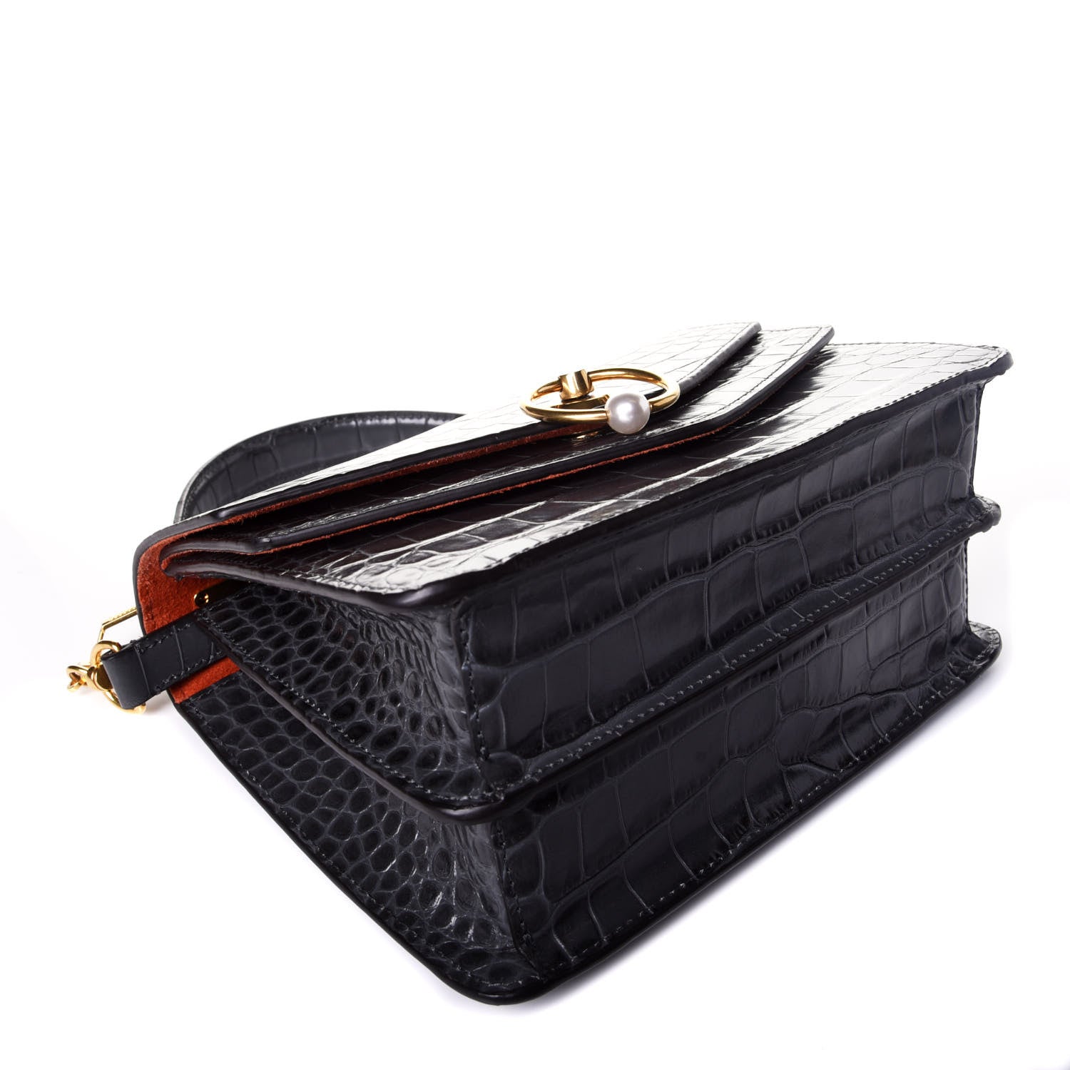 Mulberry Calfskin Crocodile Embossed Medium Harlow Satchel Dark Grey 5 of 9