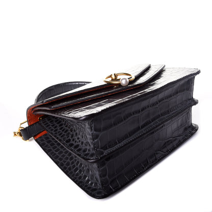 Mulberry Calfskin Crocodile Embossed Medium Harlow Satchel Dark Grey 5 of 9