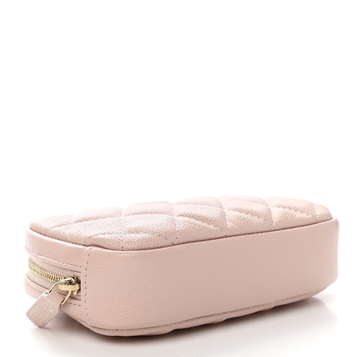Caviar Quilted Small Curvy Pouch Cosmetic Case Light Pink