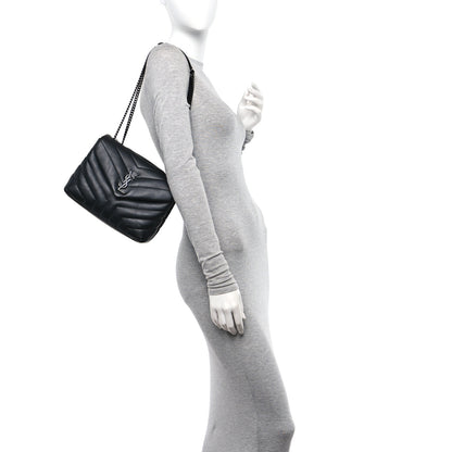 Saint Laurent Calfskin Y Quilted Monogram Monochrome Small Loulou Chain Satchel Black 2 of 12