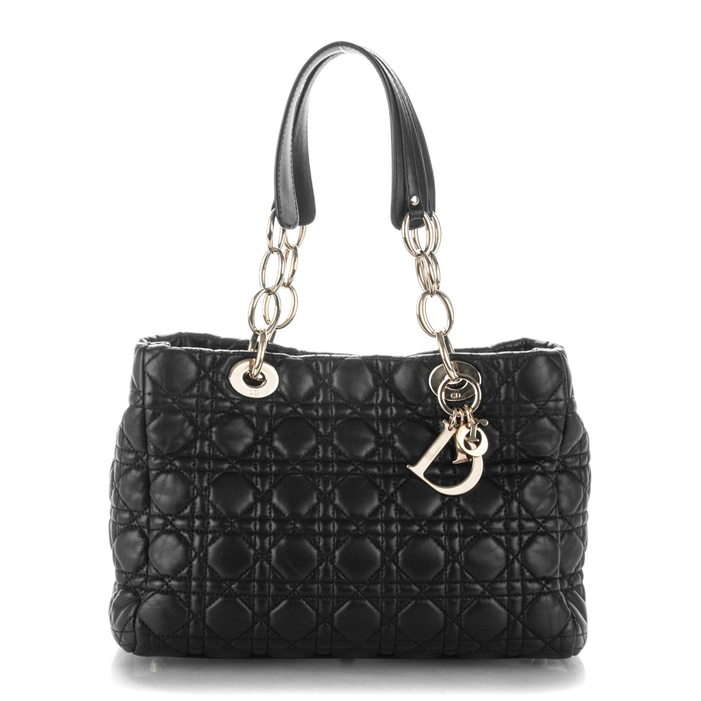 Lambskin Cannage Small Dior Soft Shopping Tote Black