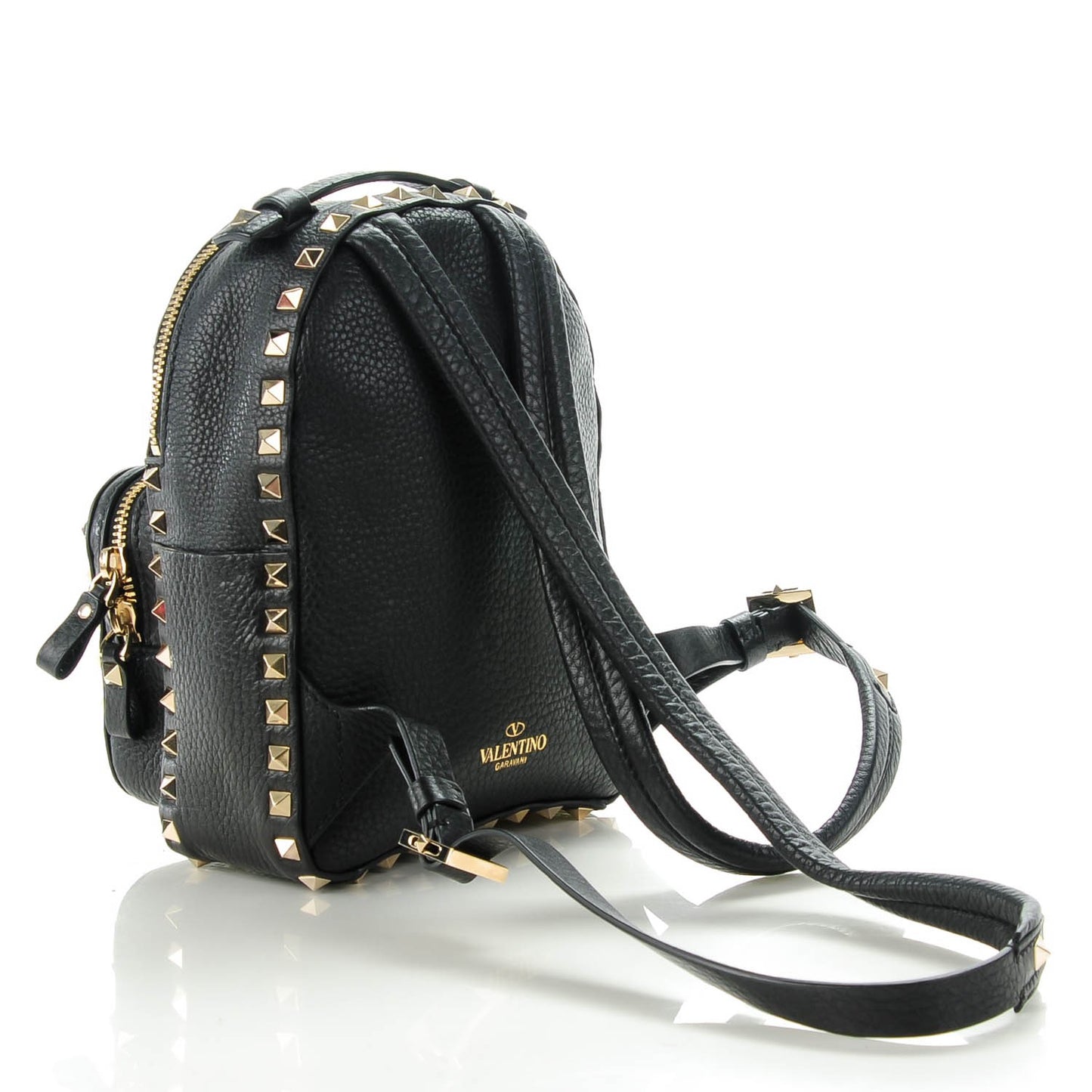 Pebbled Calfskin Mini Rockstud Backpack Black