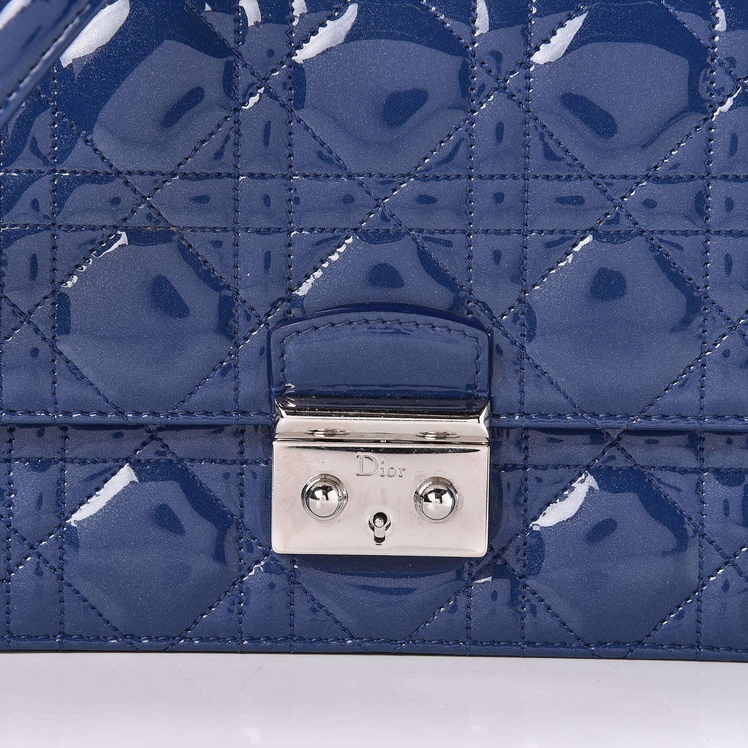Christian Dior Patent Cannage Miss Dior Promenade Pouch Blue 9 of 11