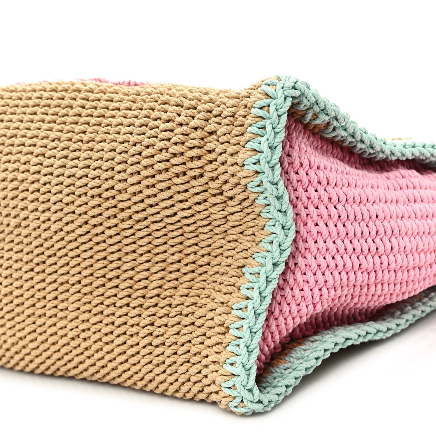 Chanel Raffia Crochet Medium Deauville Tote Beige Light Pink Green 11 of 11