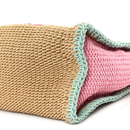 Chanel Raffia Crochet Medium Deauville Tote Beige Light Pink Green 11 of 11