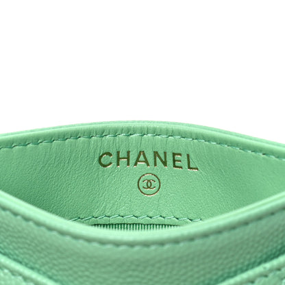 Chanel Caviar Quilted Card Holder Green 4 of 4