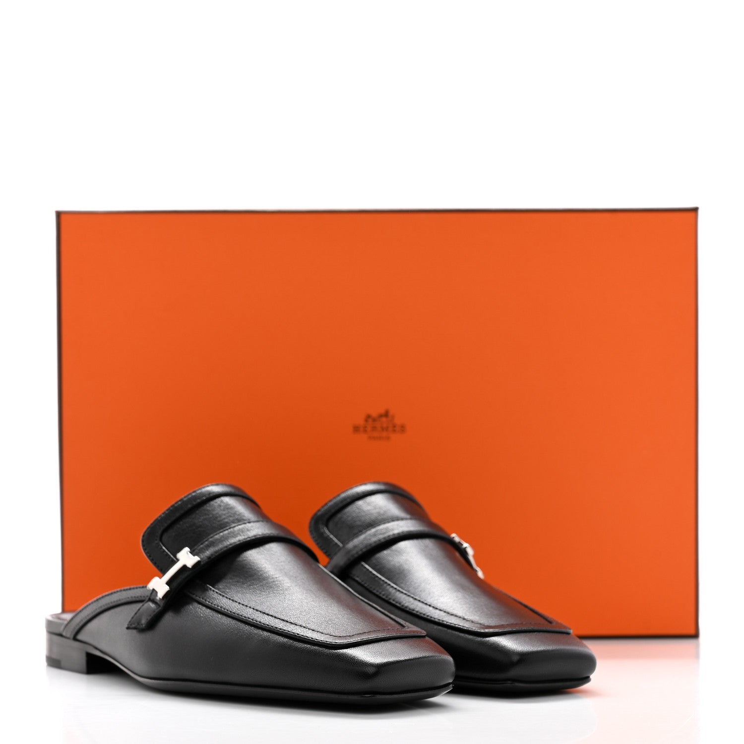 Hermes Goatskin Groupie Mules 35 Black 12 of 12