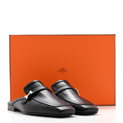 Hermes Goatskin Groupie Mules 35 Black 12 of 12