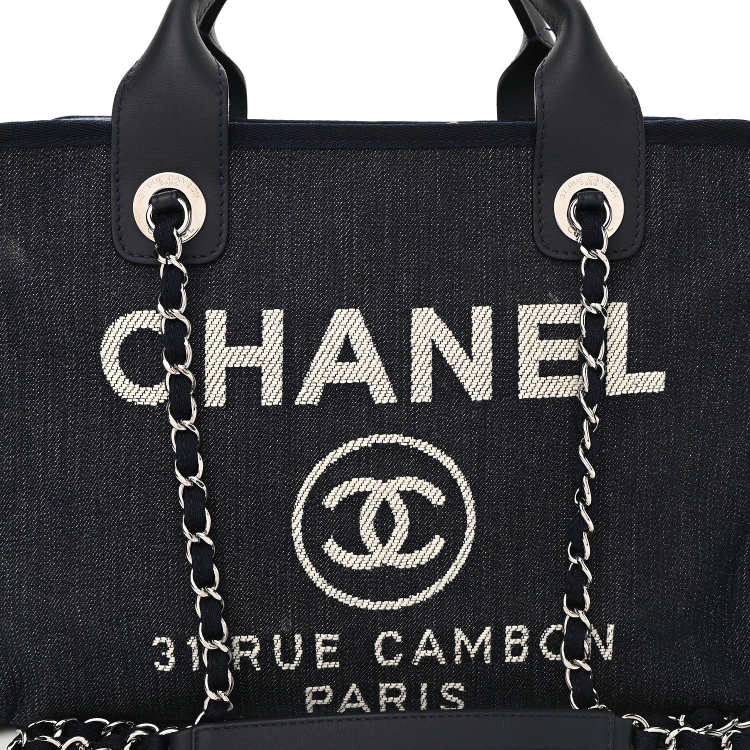 Chanel Denim Deauville Bowling Bag Dark Blue 7 of 9
