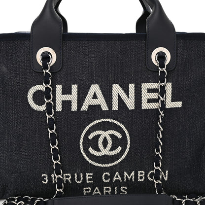 Chanel Denim Deauville Bowling Bag Dark Blue 7 of 9