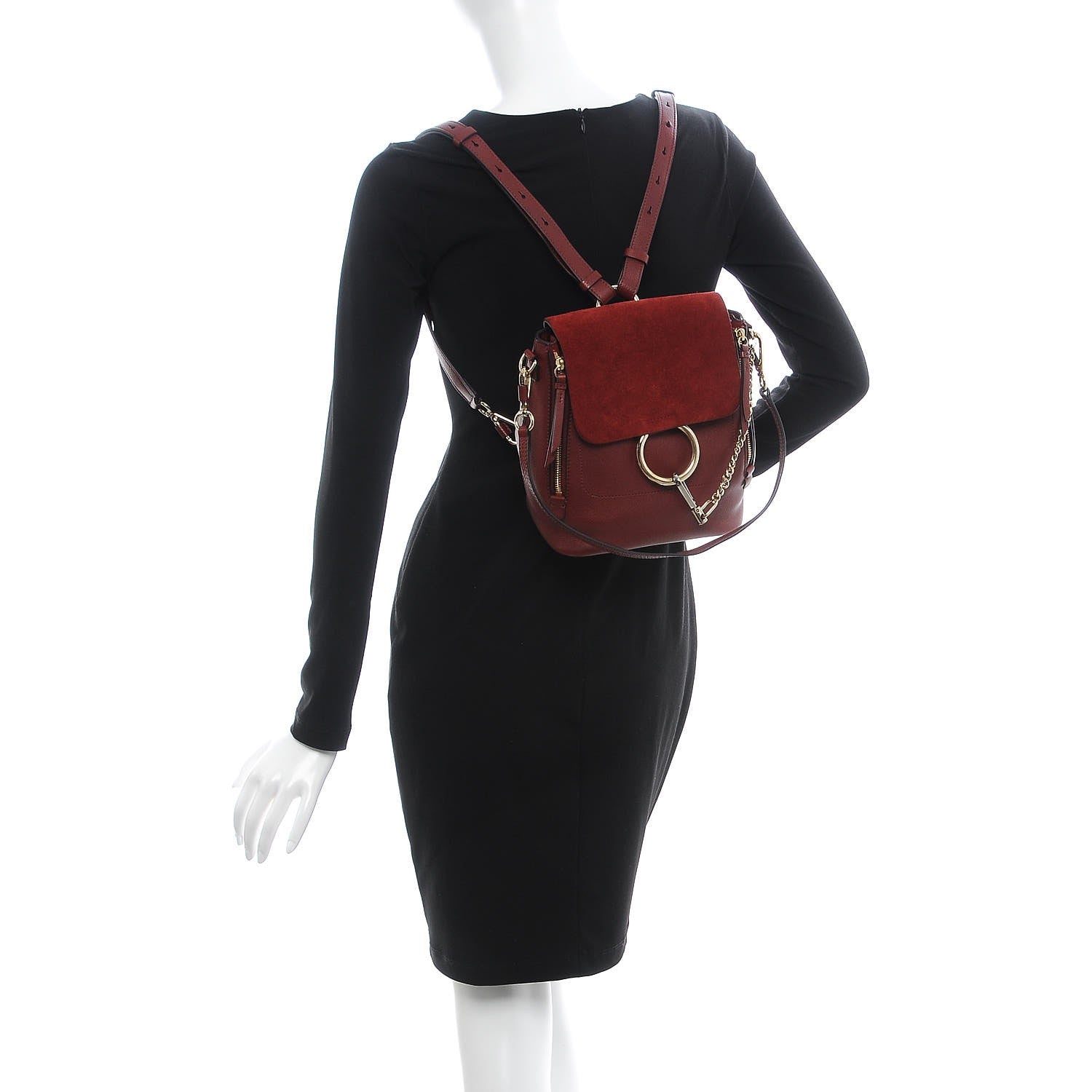 Chloe Suede Calfskin Small Faye Backpack Sienna Red 2 of 7