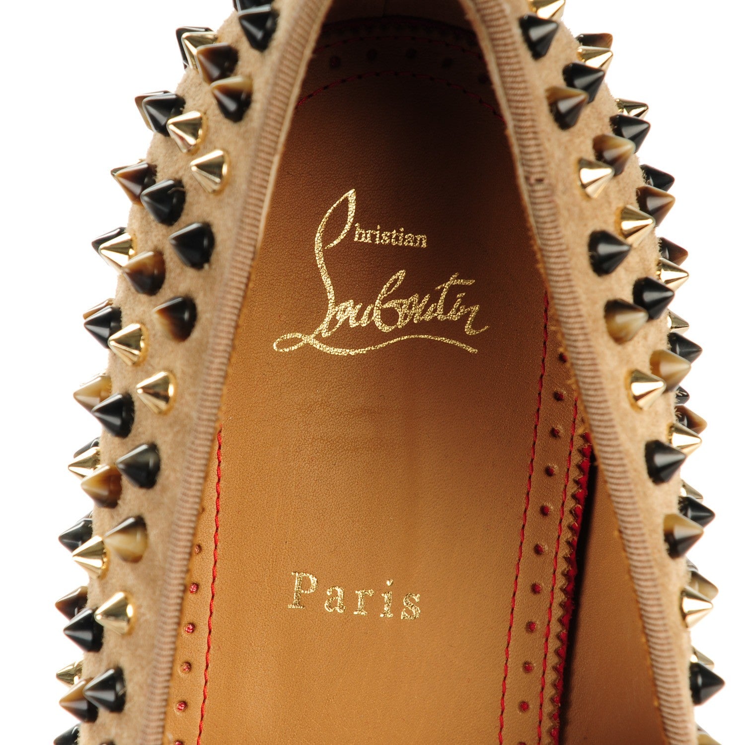 Christian Louboutin Mens Veau Velours Dandelion Spikes Flat Loafers 43.5 Grey Pop Corn 8 of 8