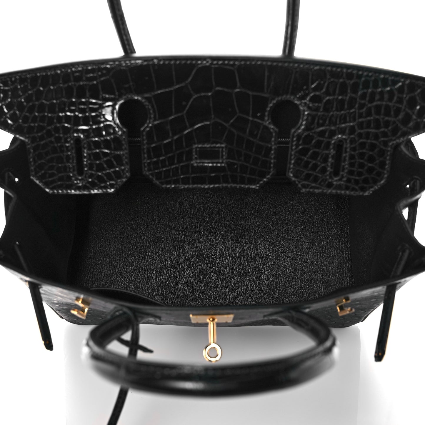 Ostrich Shiny Alligator Birkin Touch 30 Black