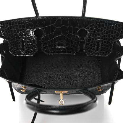 Hermes Ostrich Shiny Alligator Birkin Touch 30 Black 5 of 13