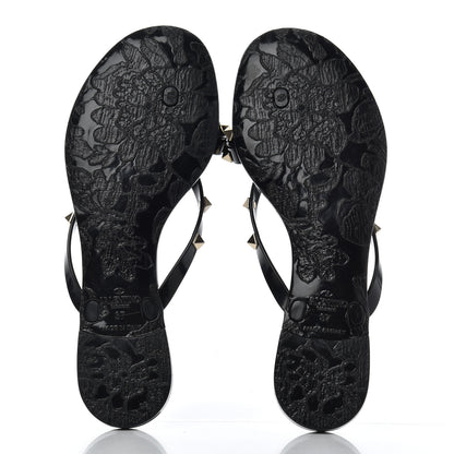 Valentino Garavani PVC Jelly Rockstud Bow Thong Sandals 37 Black 5 of 13