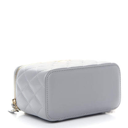 Chanel Lambskin Quilted Small Pearl Crush Vanity Case With Chain Grey 4 of 9