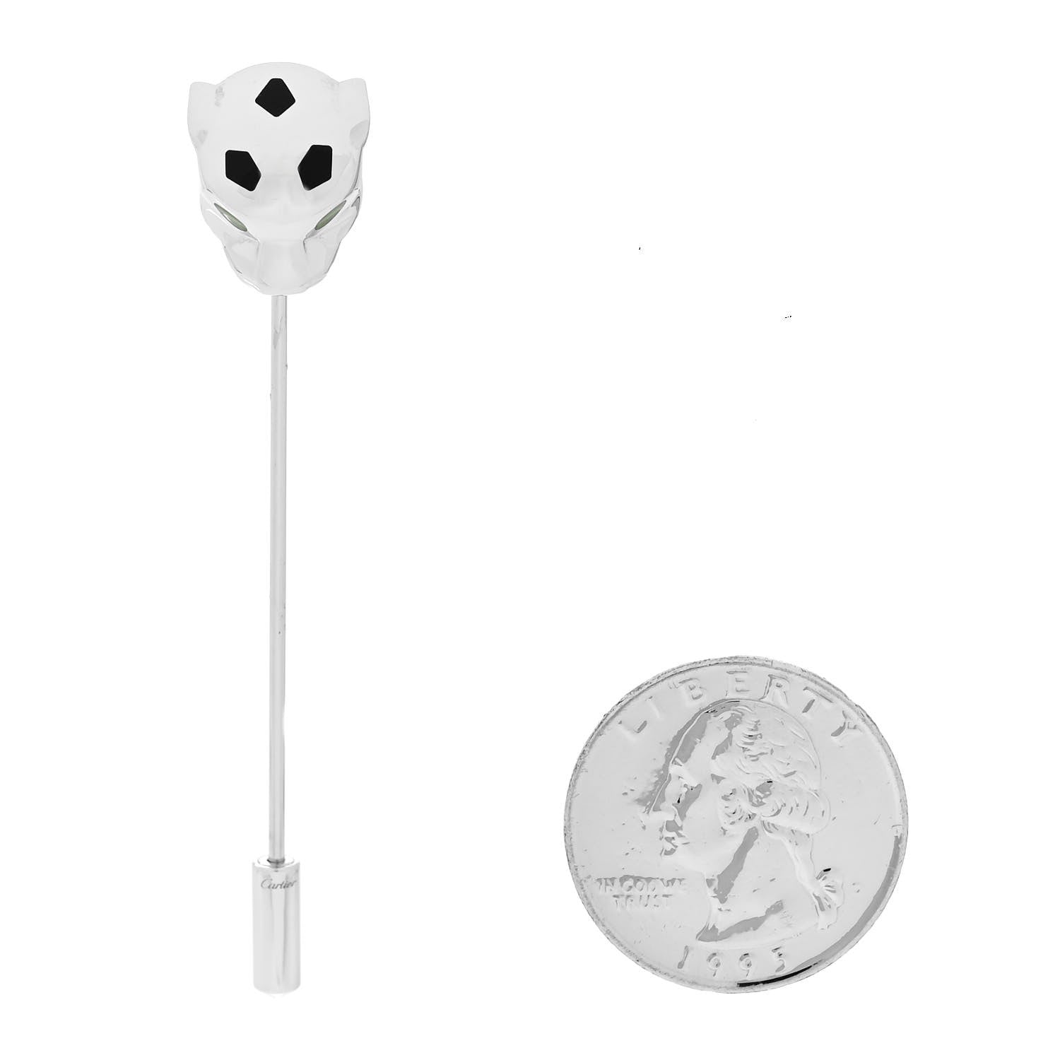 Cartier Sterling Silver Lacquer Panthere de Cartier Tie Pin 2 of 5