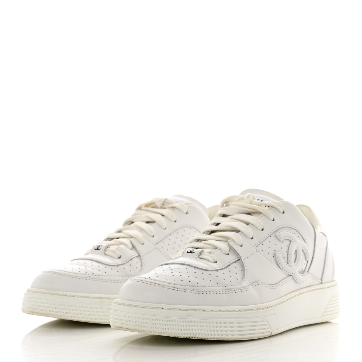 Calfskin CC Womens Sneakers 38.5 White