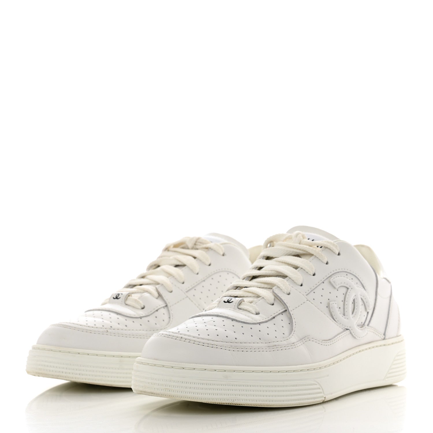 Chanel Calfskin CC Womens Sneakers 38.5 White 3 of 10