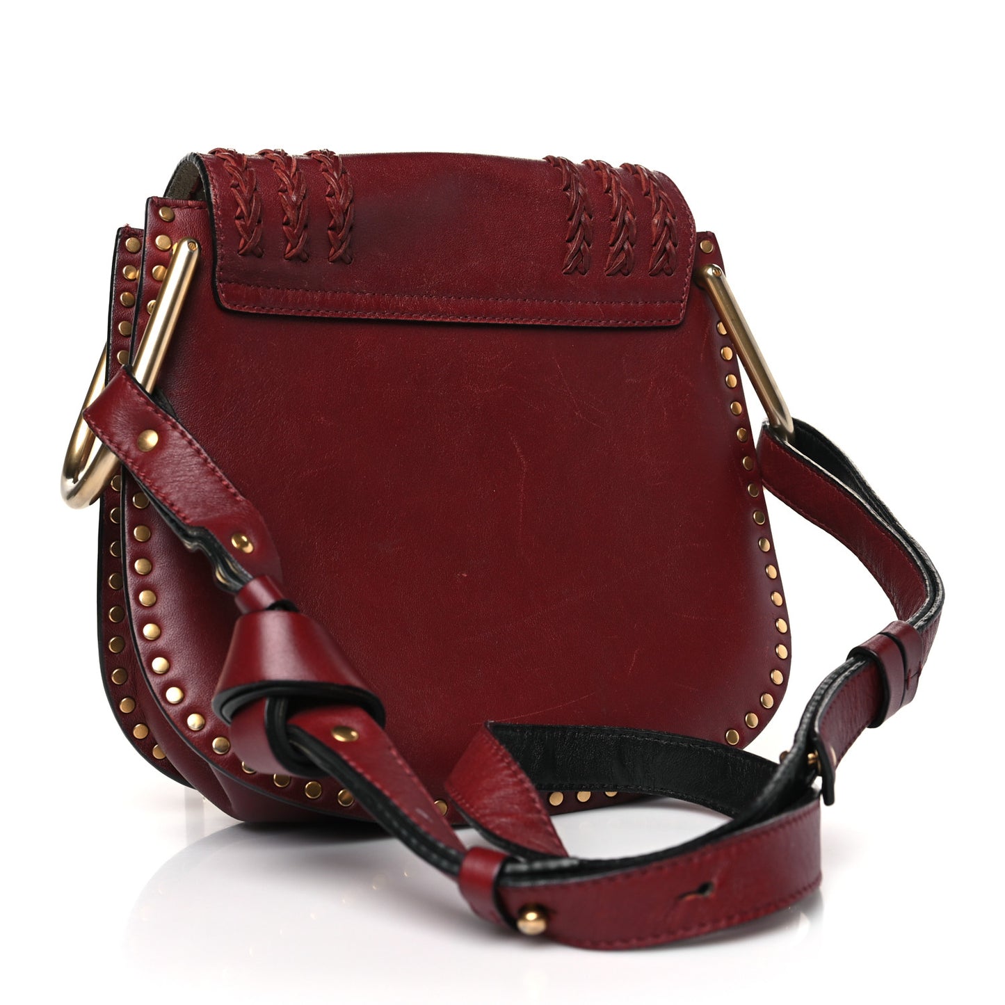 Calfskin Braided Small Hudson Shoulder Bag Sienna Red