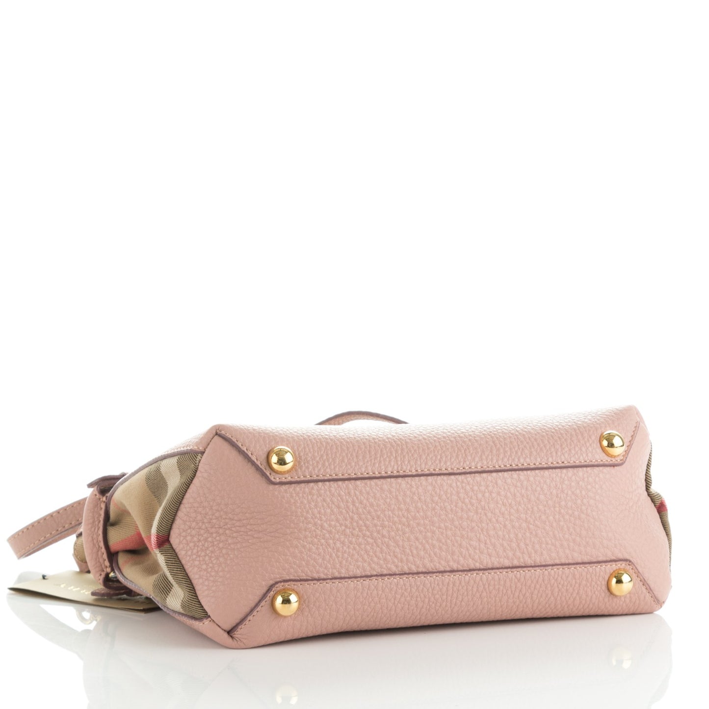 Grainy Calfskin House Check Small Banner Tote Pale Orchid
