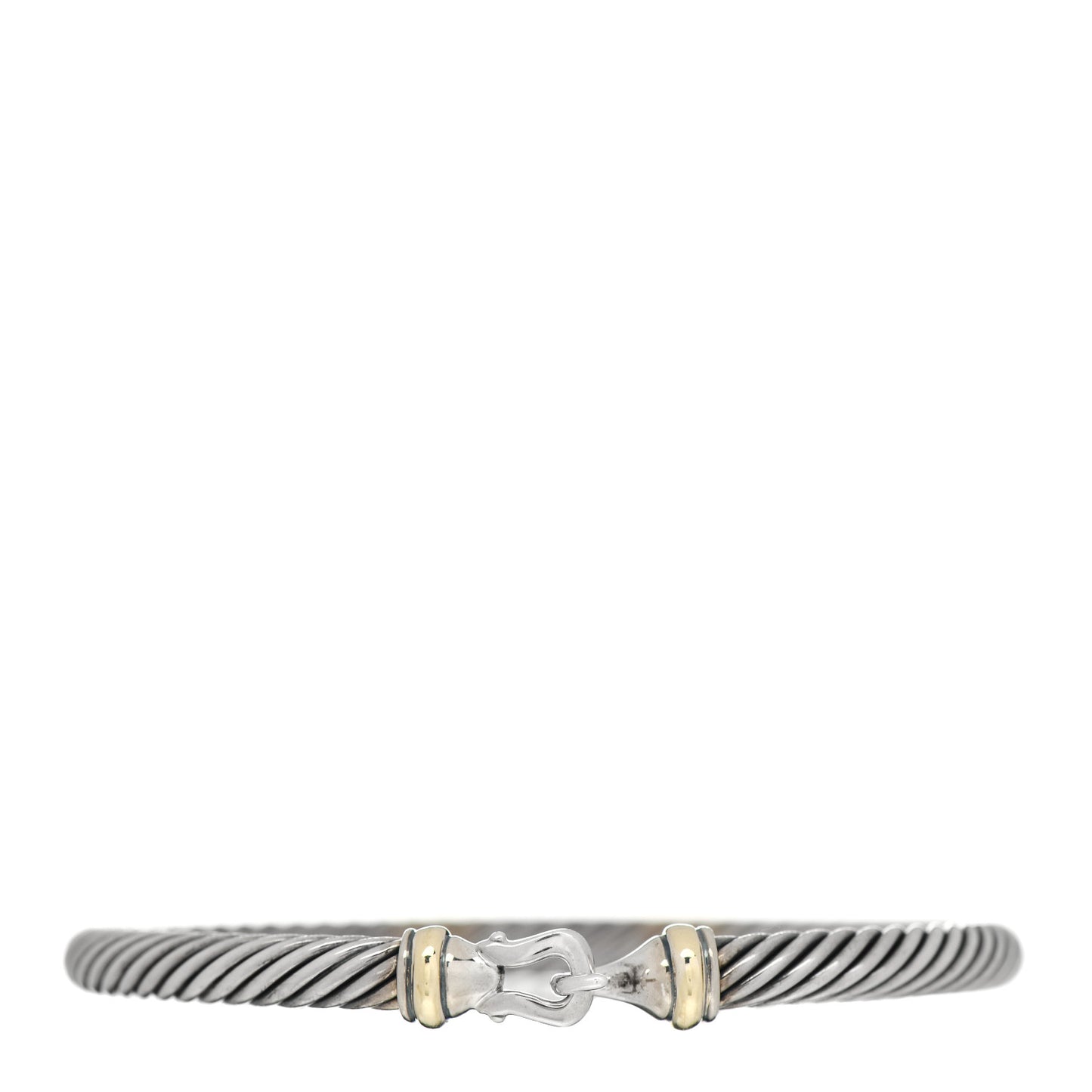 Sterling Silver 18K Yellow Gold 5mm Cable Classic Buckle Bracelet