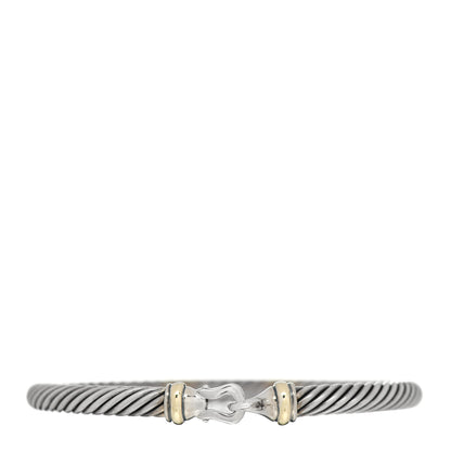 David Yurman Sterling Silver 18K Yellow Gold 5mm Cable Classic Buckle Bracelet 1 of 4
