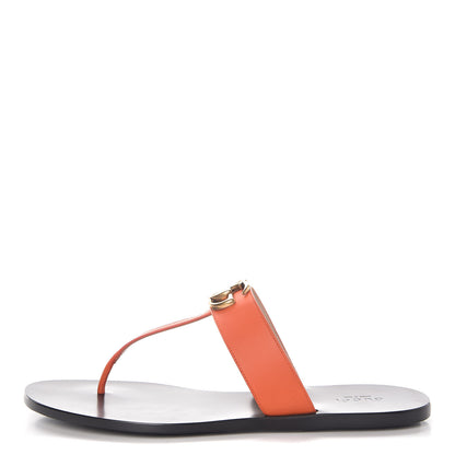Gucci Calfskin GG Marmont Thong Sandals 40 Deep Orange 1 of 8