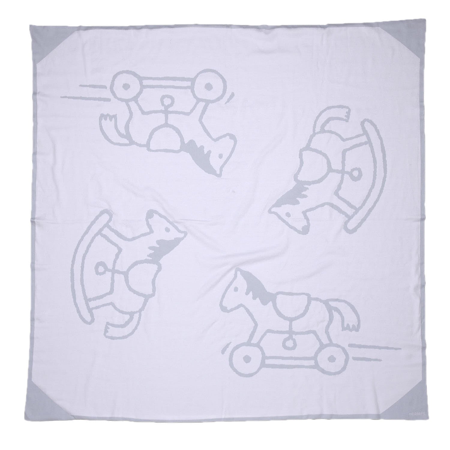 Hermes Cotton Adada Knit Baby Blanket Bleu Glacier 1 of 5