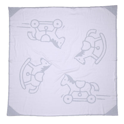 Hermes Cotton Adada Knit Baby Blanket Bleu Glacier 1 of 5