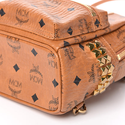 MCM Visetos Side Stud X-Mini Stark Bebe Boo Backpack Cognac 9 of 12