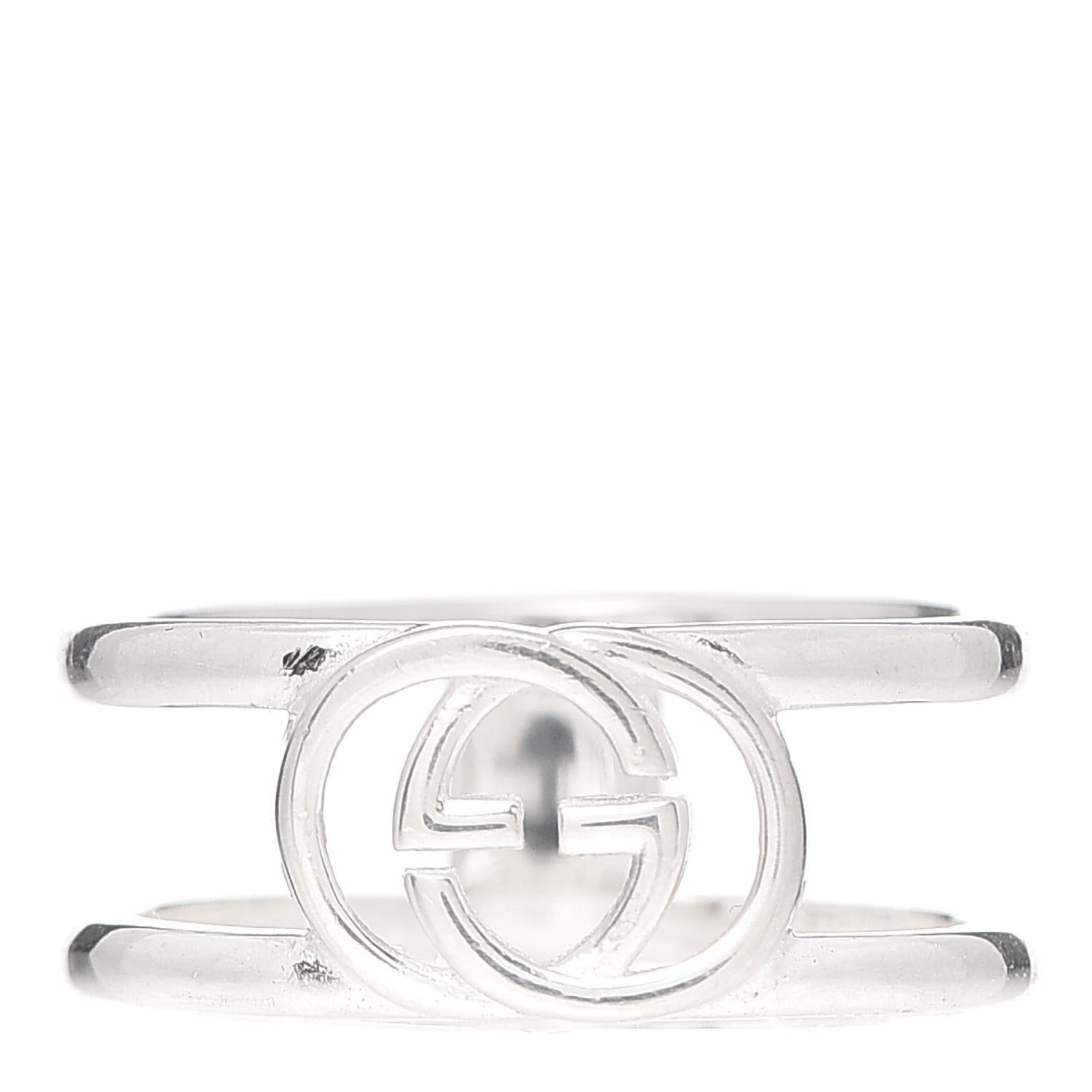 Gucci Sterling Silver 9mm Interlocking G Ring 61 9.5 1 of 5