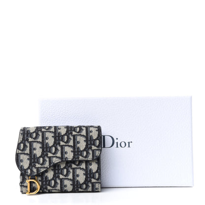 Christian Dior Oblique Saddle Lotus Wallet Blue 7 of 7