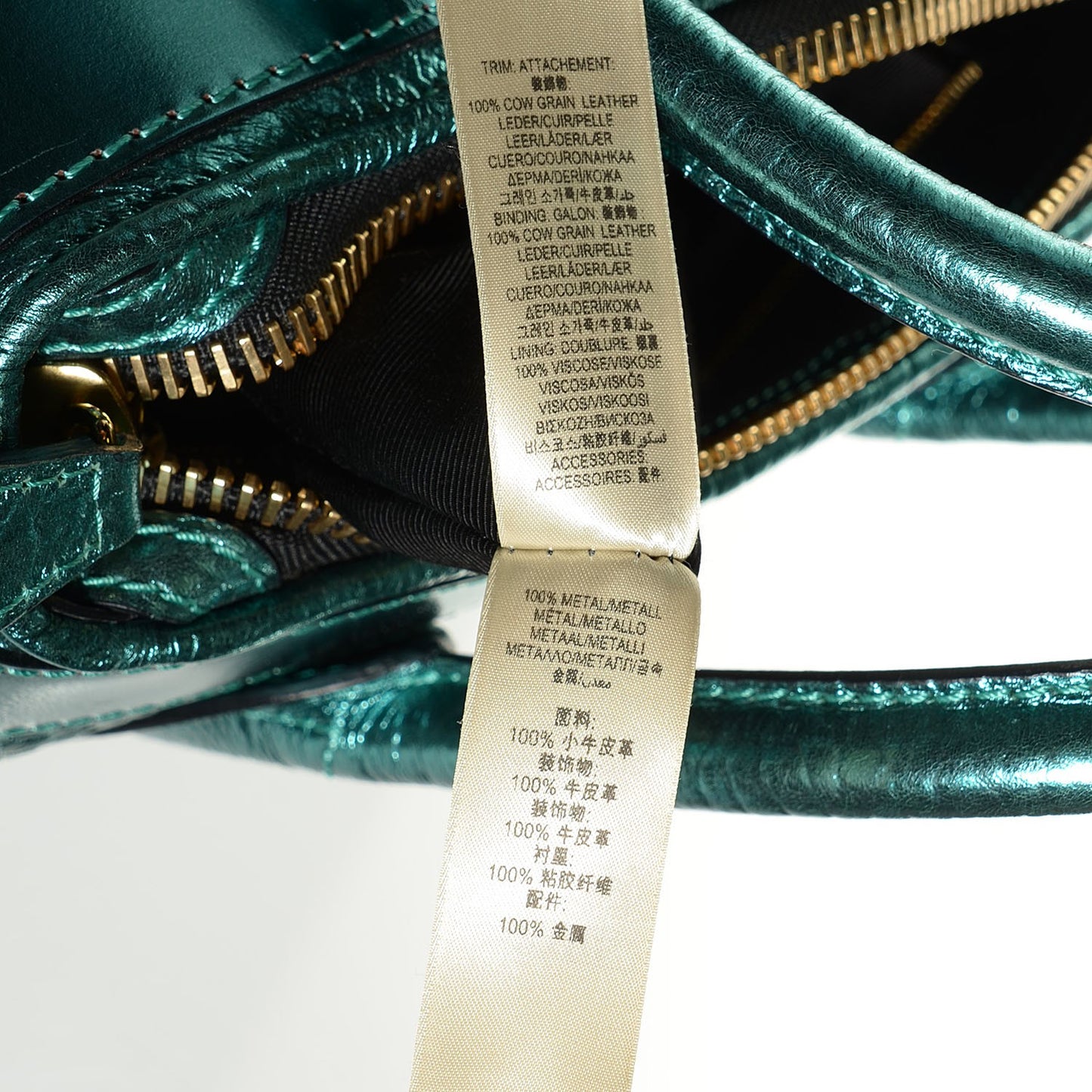 Metallic Calfskin Blaze Satchel Petrol Blue
