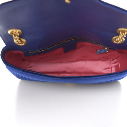 Gucci Velvet Matelasse Medium GG Marmont Shoulder Bag Cobalt Blue 4 of 9