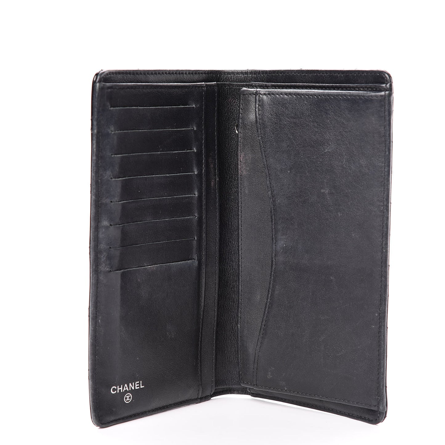 Patent Quilted Yen Wallet Black