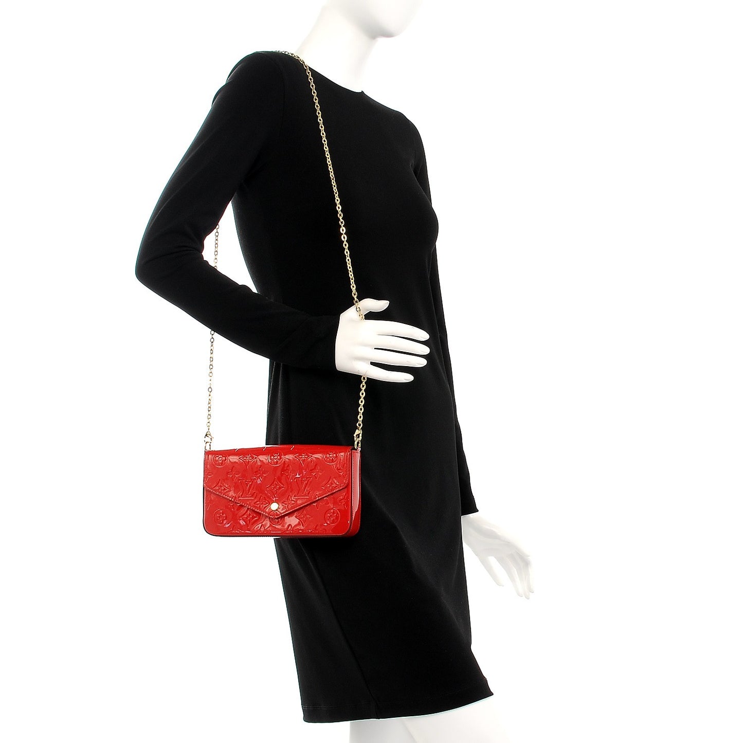 Vernis Felicie Pochette Chain Wallet Cherry