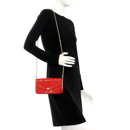 Louis Vuitton Vernis Felicie Pochette Chain Wallet Cherry 2 of 9