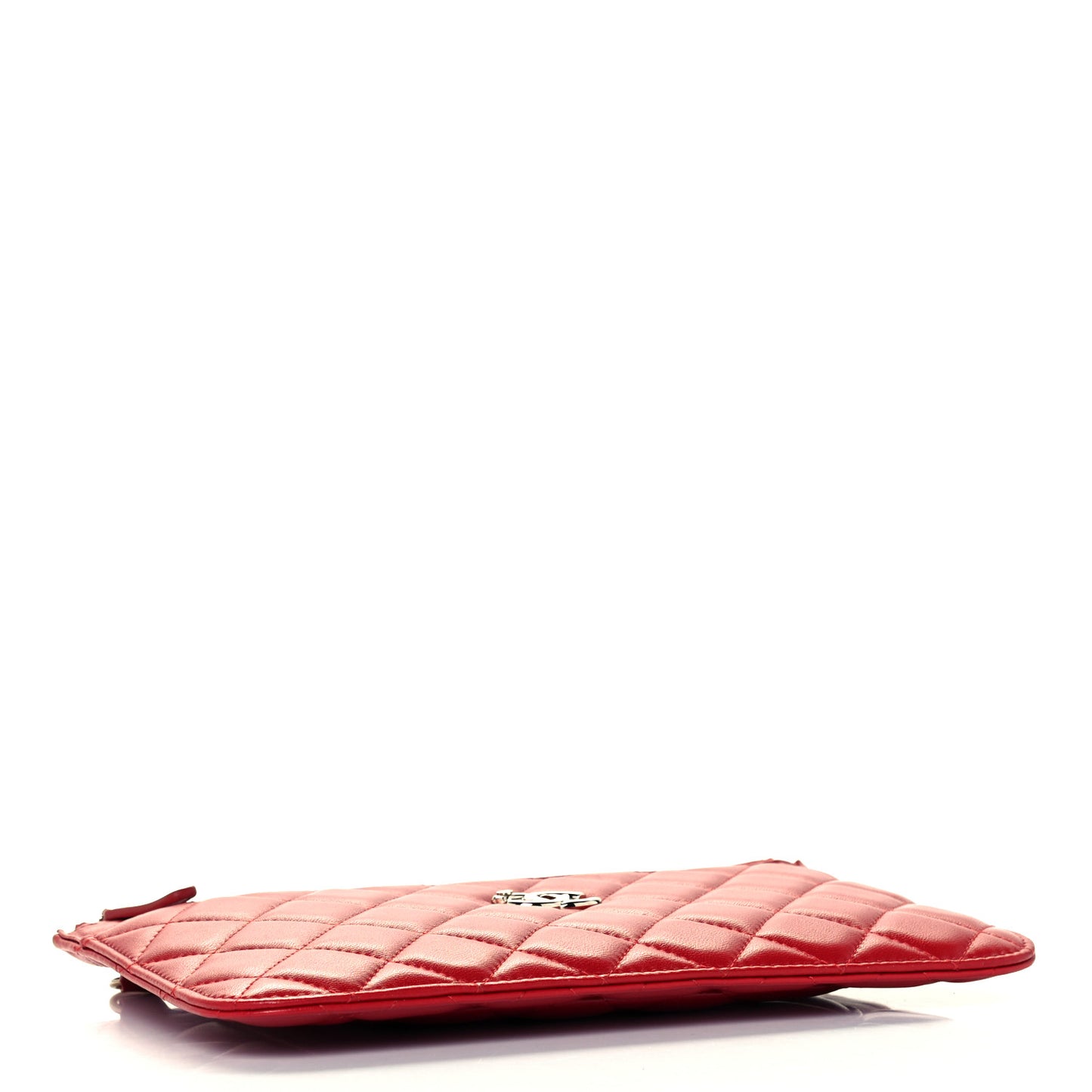 Lambskin Quilted Clutch With Chain Red