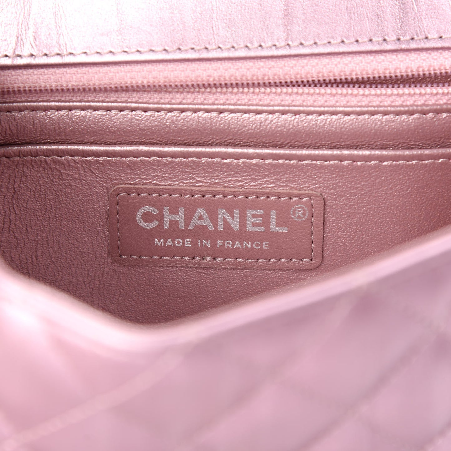 Metallic Calfskin Quilted Mini Rectangular Flap Pink