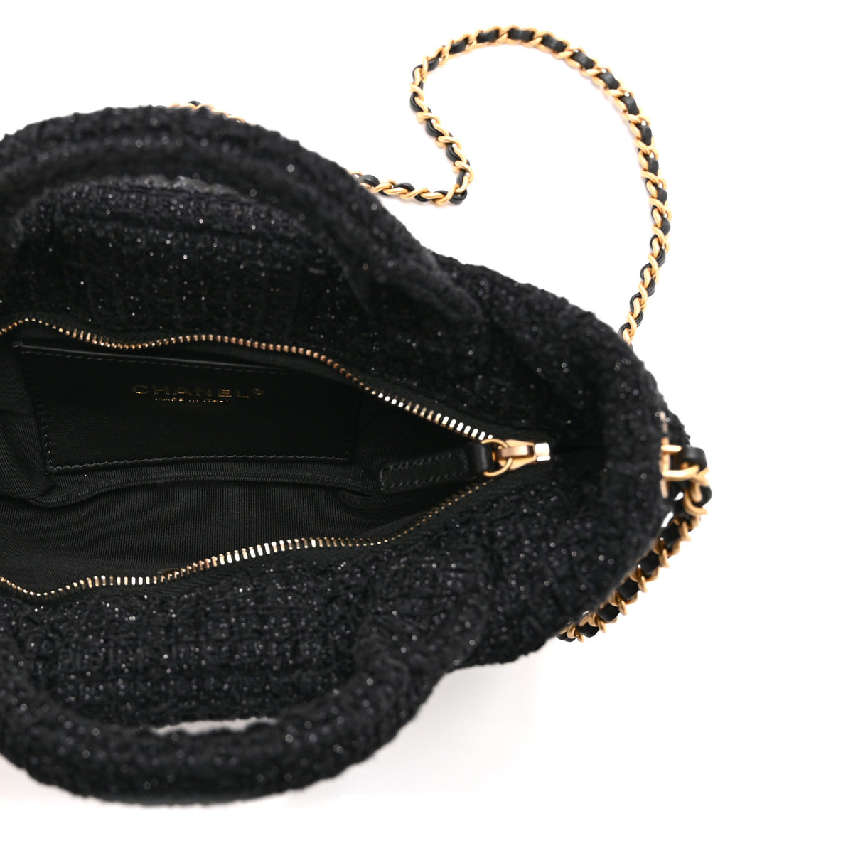 Tweed Quilted Mini Bow Bag Black