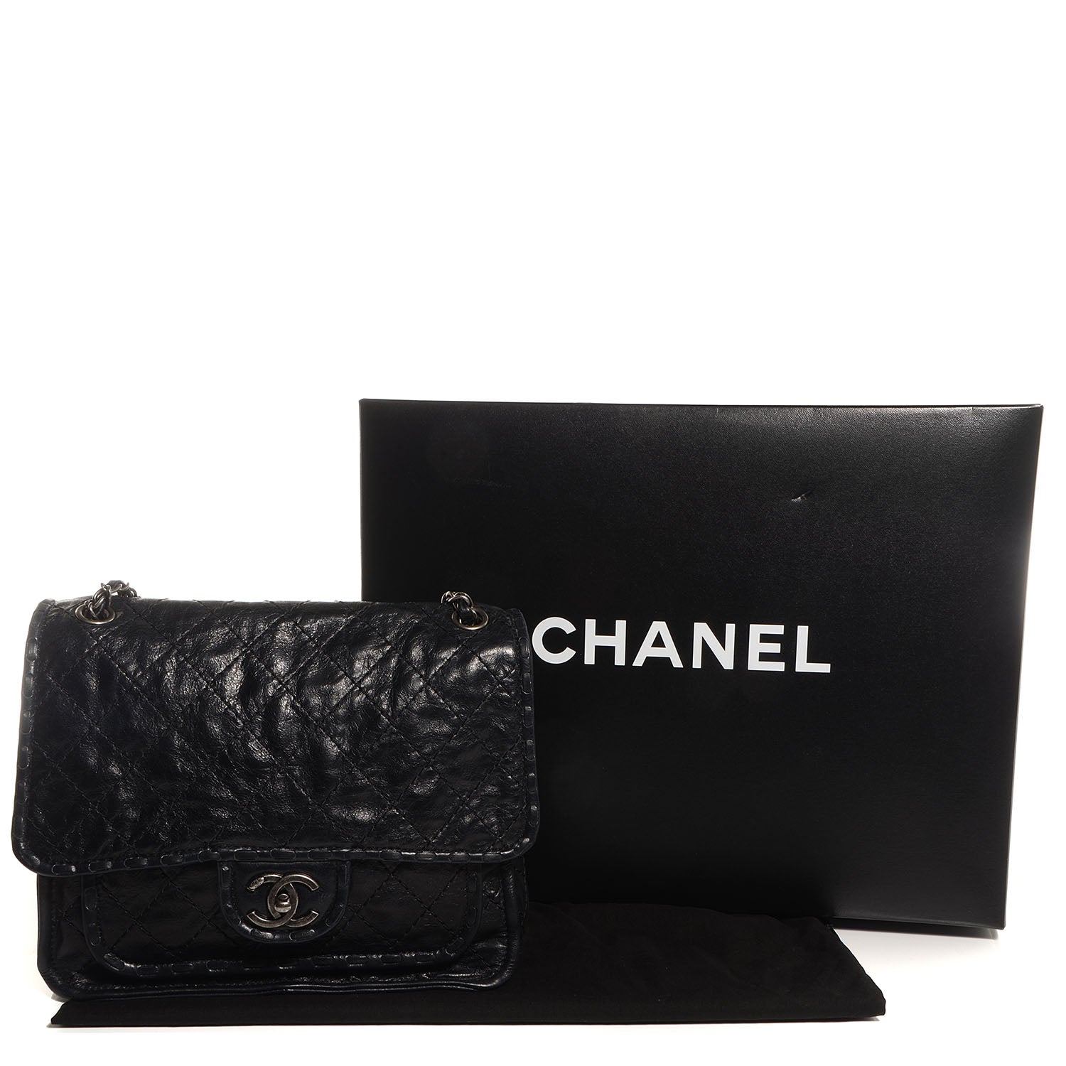 Chanel Aged Crumpled Calfskin Vintage Small Flap Black 4 of 9