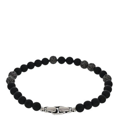 David Yurman Sterling Silver Black Diamond Black Onyx 6mm Spiritual Beads Bracelet 2 of 3