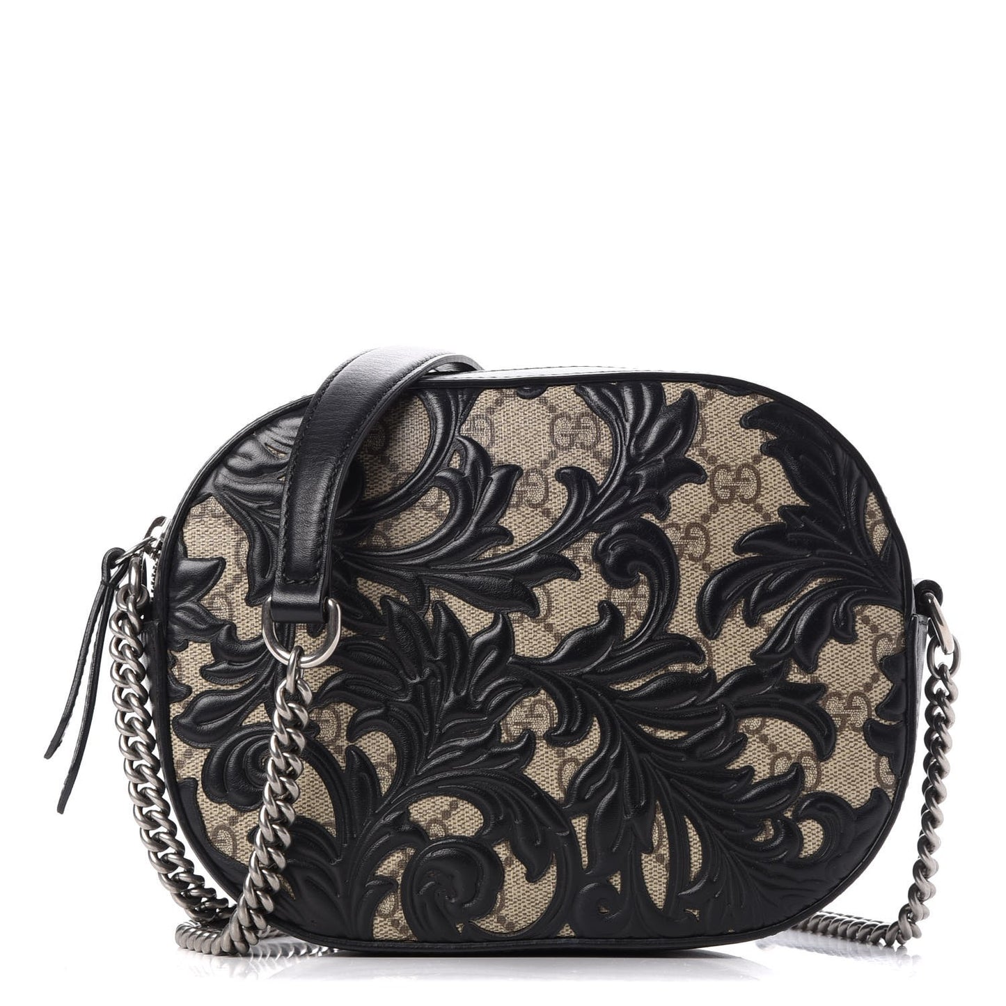 GG Supreme Monogram Arabesque Mini Chain Shoulder Bag Beige Black