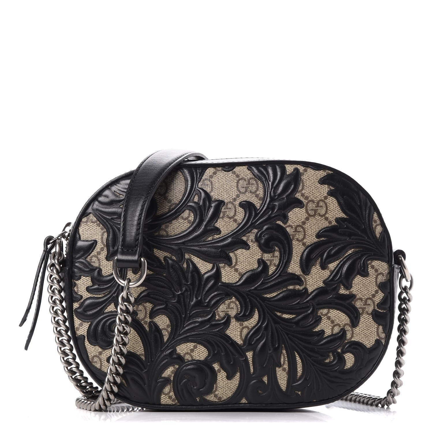 Gucci GG Supreme Monogram Arabesque Mini Chain Shoulder Bag Beige Black 1 of 7