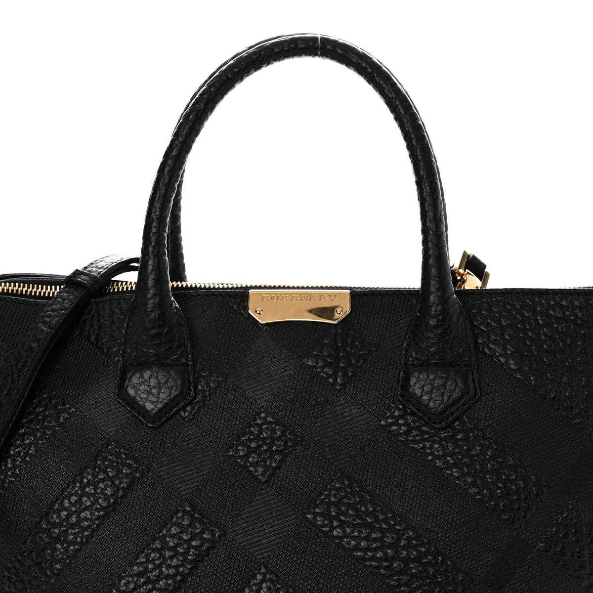 Burberry Heritage Grain Check Embossed Medium Dewsbury Tote Black 10 of 12